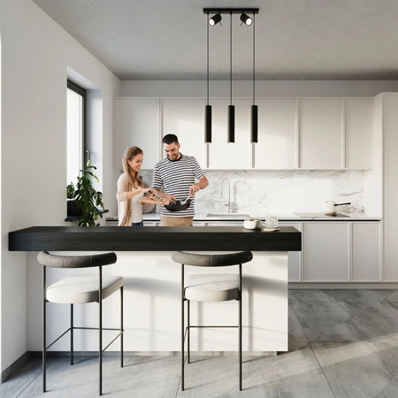 LED RING Pendel-Deckenleuchte 5xGU10 Hängende bewegliche Strahler Schwarz SOLLUX