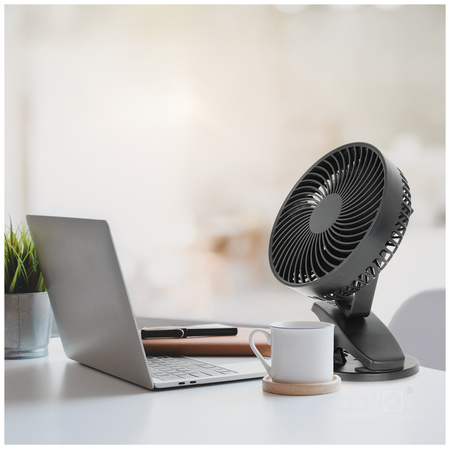 Tischventilator Clip Tragbar Wiederaufladbar USB-C Schwarz Viento Windstar Kobi