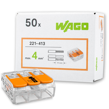 50x WAGO 221-413 Quick Connect Installationsverbinder für KABEL 3x0,2-4mm