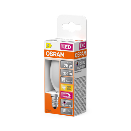 LED-Lampe B35 Kerze E14 2.2W = 25W 300lm 2700K Warm CRI90 300° Glühfaden Dimmbar SUPERSTAR PLUS CLASSIC Osram
