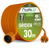 Garten Verlängerungskabel Konstruktion Single 1 Sockel 30m Orange Cord GRIDEN Lumiled