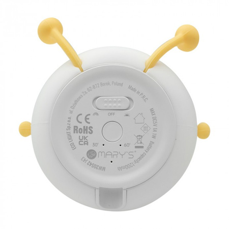 LED-Nachtlicht für Kinder 1W 3000K Warm + Mehrfarbig RGB USB Wiederaufladbar 1200mAh Weiß MARY'S GRUSH