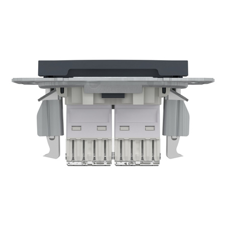 Doppelte Computersteckdose 2x RJ45 Cat. 6 UTP ohne Rahmen Asfora IP20 Anthrazit