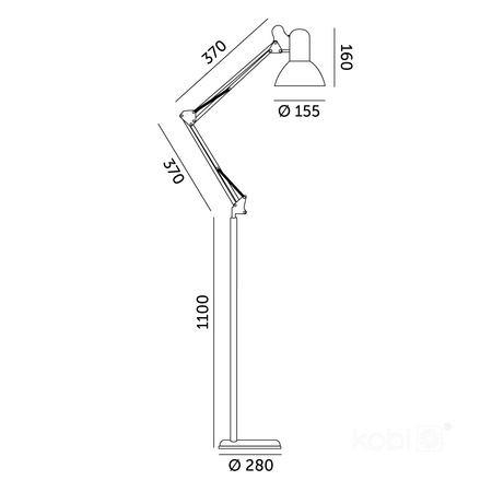 Stehleuchte auf E27 Stativ Verstellbare Lampe Schwarz Kobi