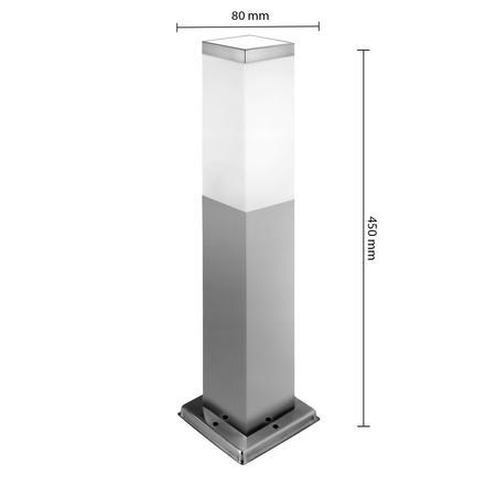 Gartenleuchte quadratische Säule 1x E27 45cm silber IP44