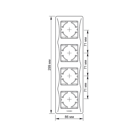 Horizontaler Rahmen für Wandsteckdosen mit vier Steckplätzen Schwarz BINERA VIDEX