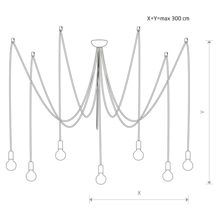 SPIDER Deckenleuchte 6785 Nowodvorski Schwarz 7xE27 Pendelleuchte Spider 300 cm Modern