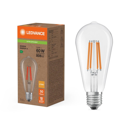 LED Edison E27 ST64 3.8W = 60W 806lm 2700K Warm 300° Ledvance Glühbirne