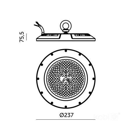 Hohe Bucht LED-Industrieleuchte 100W 12000lm 4000K Neutral Schwarz IP65 IK10 Graza Kobi