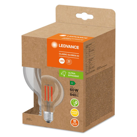 LED Lampe E27 G95 4W = 60W 840lm 3000K Warm 320° Glühfaden LEDVANCE Ultra Efficient