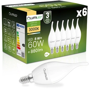 6x LED-Lampe E14 Kerze B35 10W = 75W 1100lm 3000K warmweiß 180° LUMILED