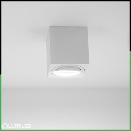 Halogen-Aufbauleuchte GU10, Aufbauspot 84mm beweglich Quadrat Tube Weiß AMAT-M LUMILED