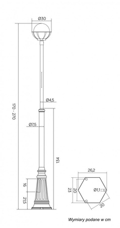 Outdoor-Gartenlampenmast LATERNE E27 Kugeln mit Korb 250 OGMWN 1 KPO 250 170-270cm schwarz Su-Ma