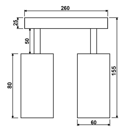 Decken-Reflektor-Wandleuchte 2xGU10 QUANTUS Schwarz