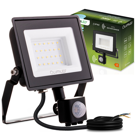 LED-Fluter ZUNA2 30W 6500lm 6500K IP44 Schwarz Bewegungsmelder LUMILED