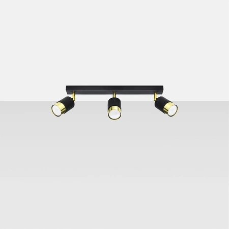 NERO Deckenleuchte 3xGU10 Reflektor Halogen Leuchte Beweglich 45cm Schwarz Gold SOLLUX