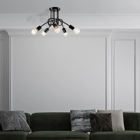 CAMILLA 5xE27 Schwarz Loft-Deckenleuchte LM-5.79 Lamkur