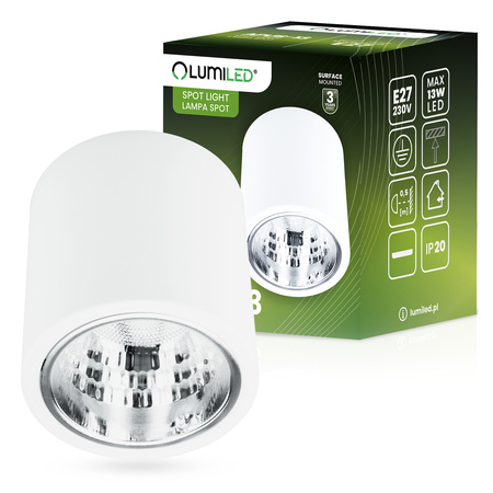 Aufbauleuchte E27, Aufbauspot Runde Tube Weiß Fest APUS 13 LUMILED