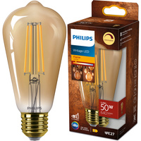 Edison LED Lampen E27 ST64 5,8 W = 50 W, 640 lm, 2200 K, warmes Filament, bernsteinfarben, PHILIPS, dimmbar