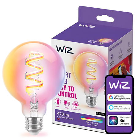 LED-Lampe E27 G95 6.3W = 40W CCT + RGB FILAMENT SMART WiFi WiZ