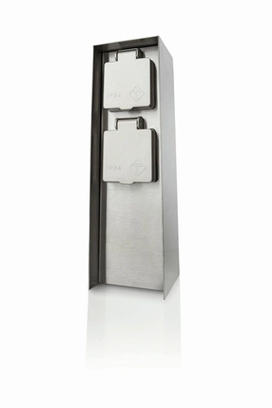 Elektrischer Gartenpfahl ROCK myGarden 2x Steckdose 230V IP44 mit Erdung Silber PHILIPS