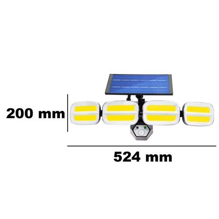 LED Solarstrahler 4x COB LED 20W 800lm Kalt IP65 Bewegungssensor + Fernbedienung