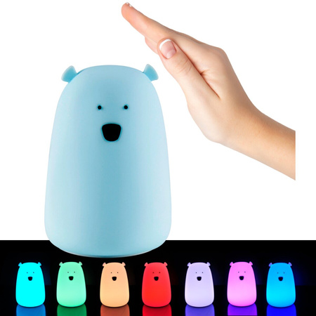 LED RGB dekoratives Nachtlicht mit wiederaufladbarer Batterie Bär blau GOLDLUX (Polux)
