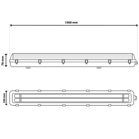 Hermetische Feuchtraumleuchte LED 2x T8, G13 Leuchte IP65 150cm OHLD-258 LUMILED