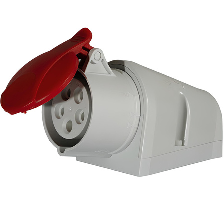 Feste Steckdose 32A 400V 5P IP44 Aufputz-Hermetik mit Klappe