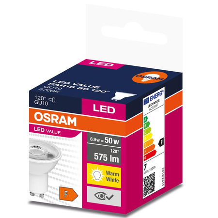GU10 LED Leuchtmittel 6,9W = 50W 575lm 2700K Warm 120° OSRAM Value