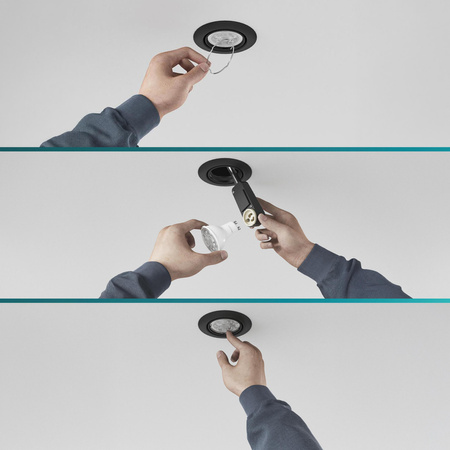 3x LED GU10 Einbauleuchte Aluminium Rund Schwarz Peridot Philips