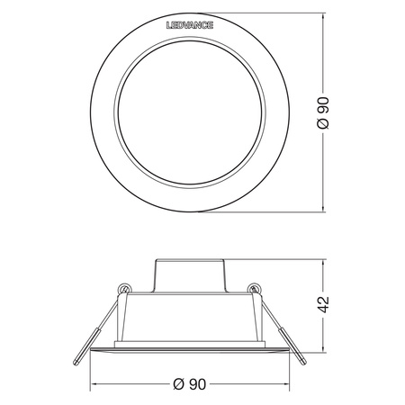 LED-Einbauleuchte 4W 400lm IP44 3000K warmes Downlight 9cm rund LEDVANCE
