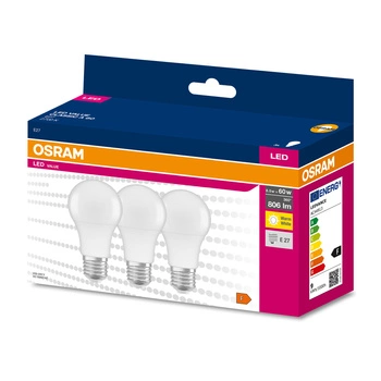 3PAK LED-Lampe A60 E27 8.5W = 60W 806lm 2700K Warm OSRAM Value