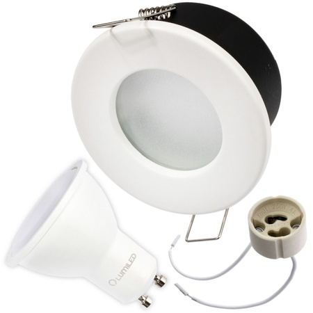 HALOGEN Einbaustrahler IP44, Deckenstrahler Badezimmer Weiß AQUS + LED GU10 5W Neutral LUMILED