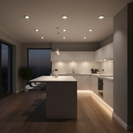 SUN OLAL Deckeneinbauleuchte silber gebürstetes Aluminium GOLDLUX (Polux) + LED GU10 3,5 W