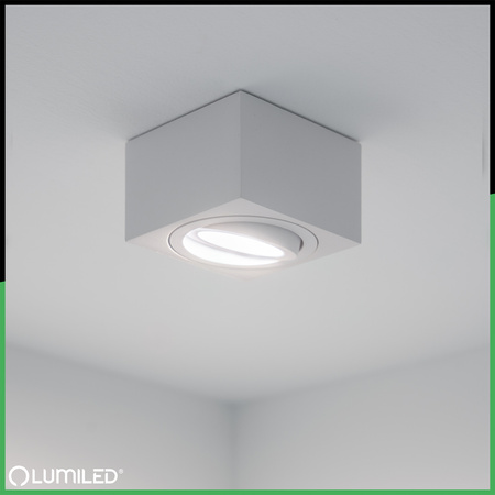 Aufputz HALOGEN Spot Tube Beweglich Quadratisch Weiß 50mm AMAT-S LUMILED