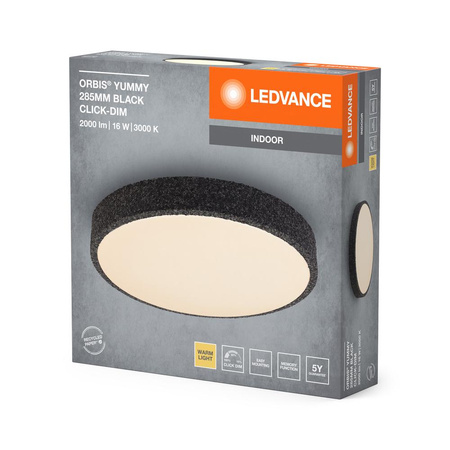 Plafond LED-Anbau-Deckenleuchte 16W 1000lm 3000K Warm Dimmbar Schwarz 28cm Orbis Ledvance