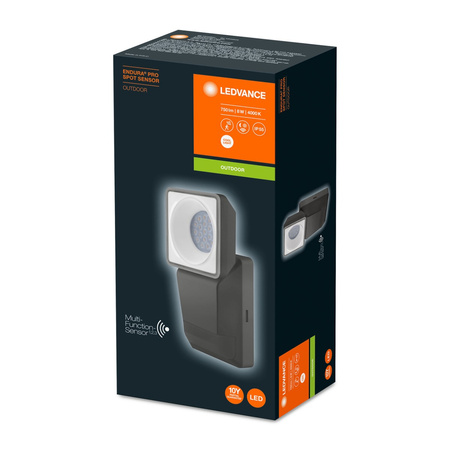 LED-Fluter 8W 750lm 4000K IP55 Grau mit Bewegungs- und Dämmerungssensor LEDVANCE Pro Spot Endura