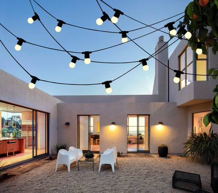 Garten Girlande Außenlichterkette PARTY 6,2m 10xE27 LED 6W 3000K GOLDLUX (Polux)