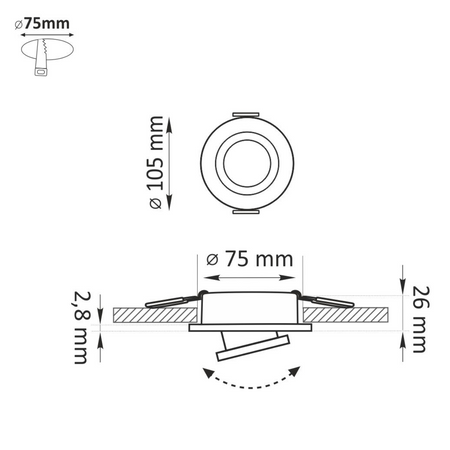 Fobos 7807 GOLDLUX (Polux) Deckeneinbauleuchte + MR16-Fassung