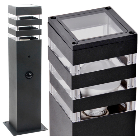 Gartenleuchte für den Außenbereich TEKSAS 44 E27 IP44 Sensormast Graphit GOLDLUX (Polux)