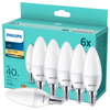6x LED-Lampe E14 Kerze B35 4.9W = 40W 470lm 2700K Warm Essential Philips