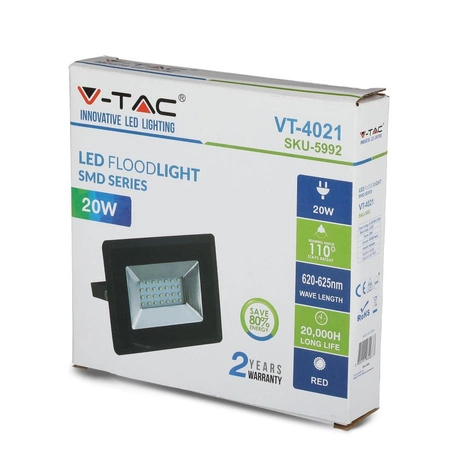 LED Fluter 20W 1700lm IP65 Schwarz Rotlicht SMD VT-4021-C V-TAC