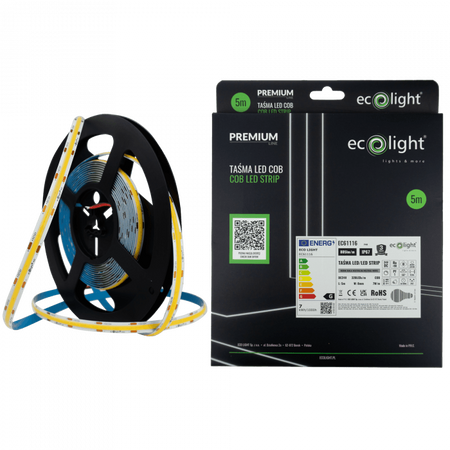 LED Streifen COB 7W/m 805lm/m 320LED/m 24V 4000K Neutral IP67 Rolle 5m Ecolight