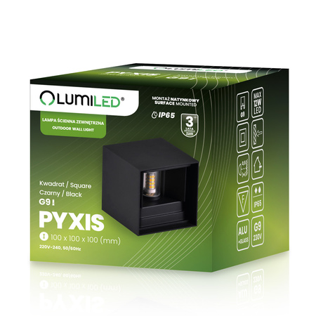 Wandleuchte Außen G9, Garten-Wandleuchte nach oben und unten verstellbar Schwarz PYXIS LUMILED