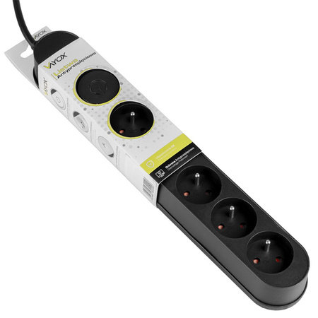 Verlängerungskabel mit Überspannungsschutz 3M 5GN Netzwerk Schwarz Steckdosenleiste + Schalter