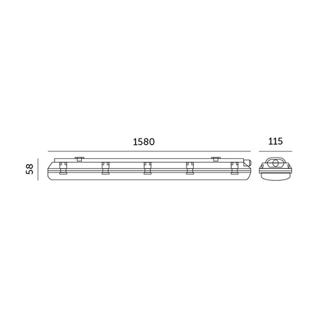 G13 IP65 Grau Hermetische LED-Leuchtstofflampe Kobi