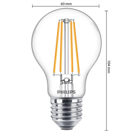 E27 A60 LED Lampen 8,5 W = 75 W, 1055 lm, 2700 K, warmes Filament PHILIPS