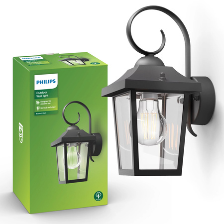 Gartenleuchte LED Wandleuchte BUZZARD myGarden E27 IP44 Downward Lantern Schwarz PHILIPS