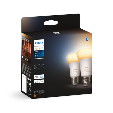 2PAK LED-Glühbirne E27 A60 6W CCT PHILIPS HUE White & Ambiance Bluetooth Zigbee